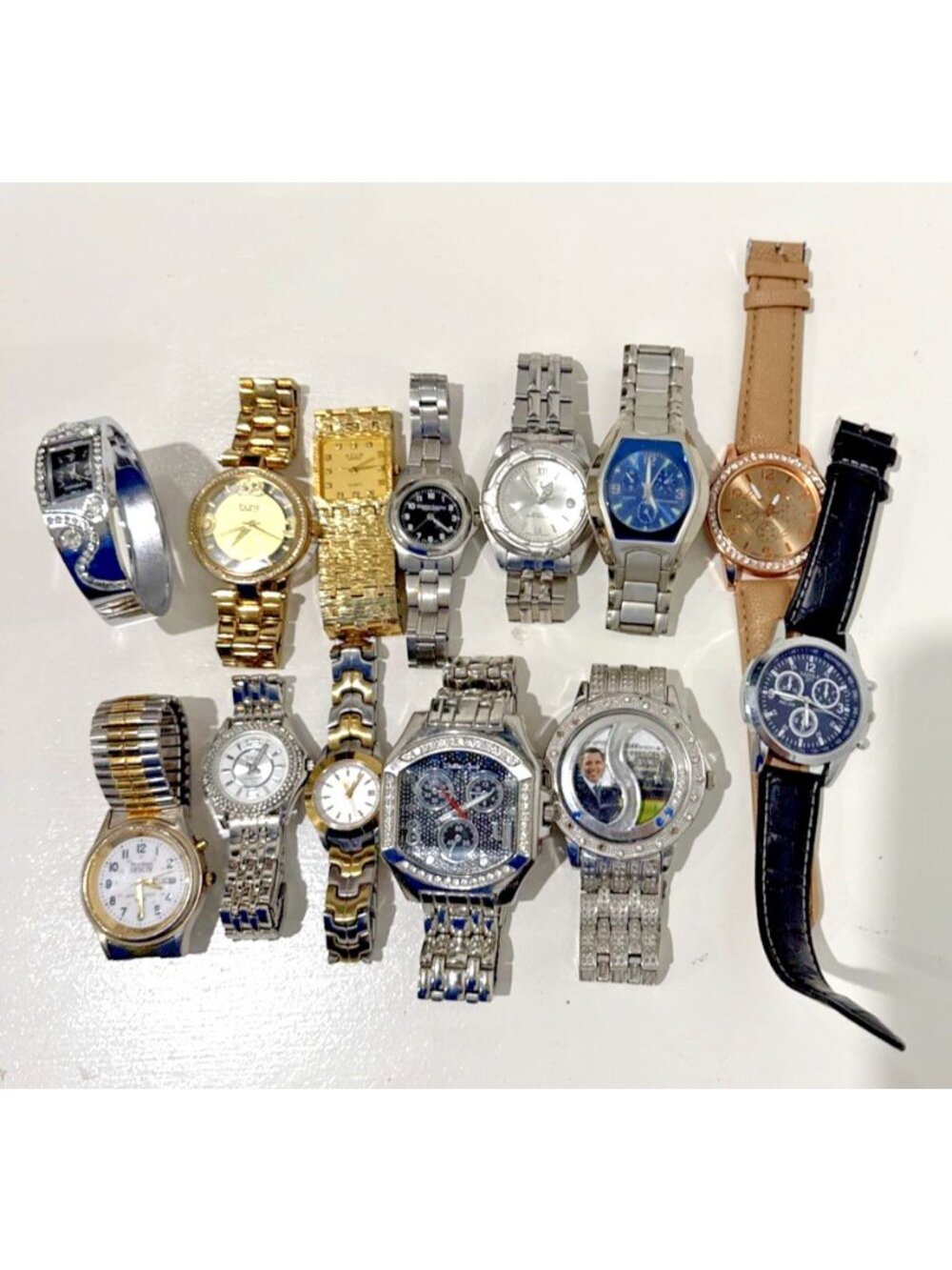 Wristwatch Lot of 13  Vintage to Modern Gold Silver Tone Leather Need Batteries